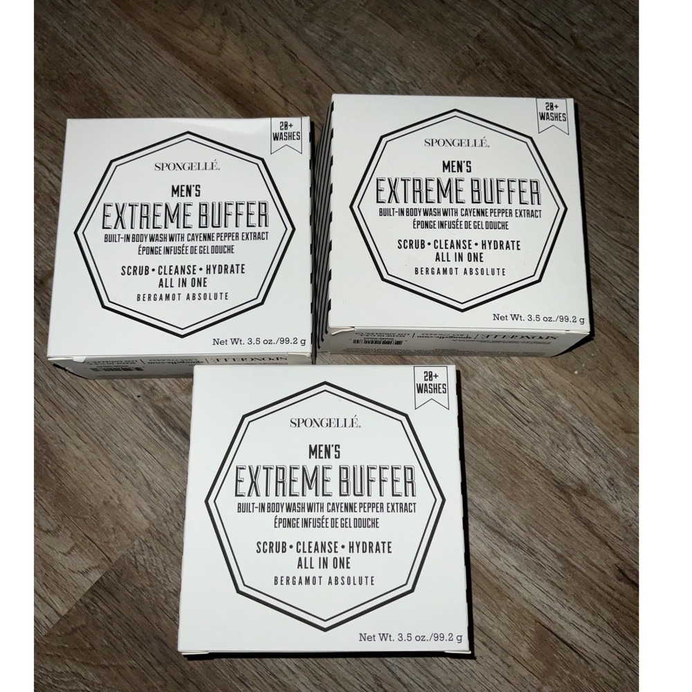 Spongelle Extreme Buffer 3 Pack Bergamot Absolute Cayenne Pepper Scrub body men